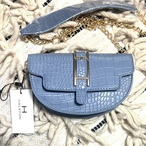 💋 Halston 💙🩶 Blue Grey Leather Textured Crossbody ✨
